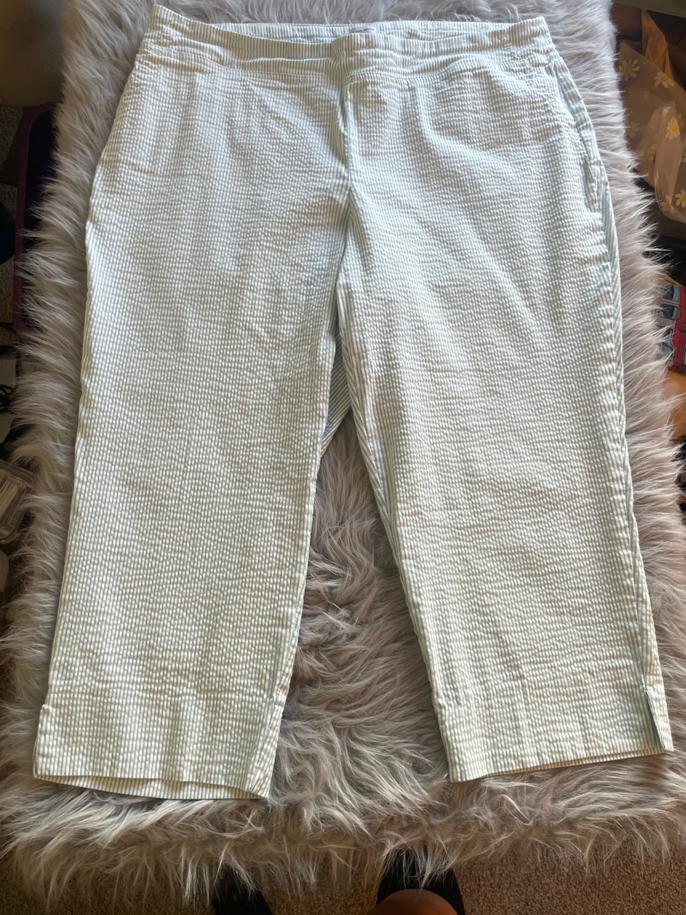 🪶Carolina Belle Light Blue and White Striped Capri Pants